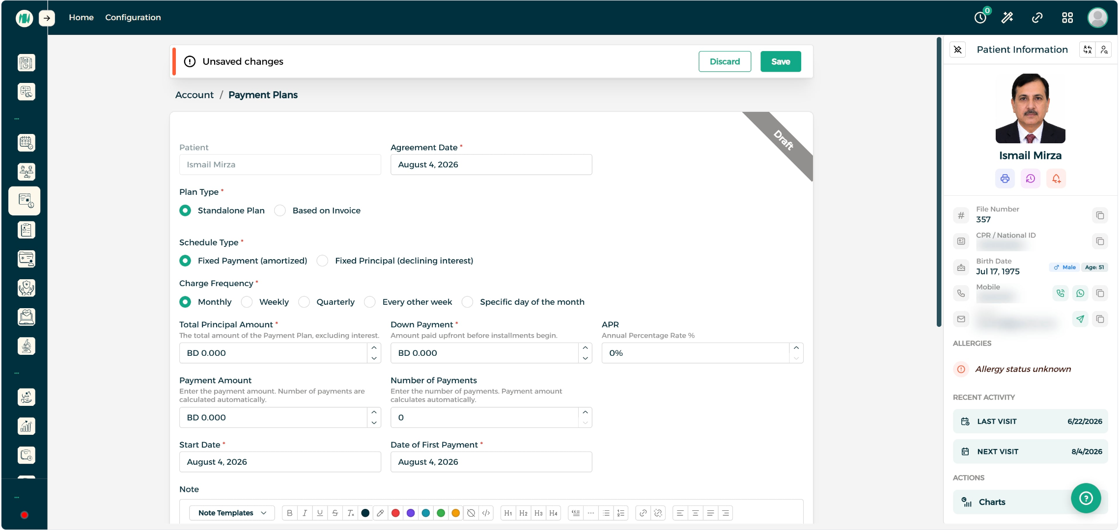 Step 13 - Configure Payment Plan Details
