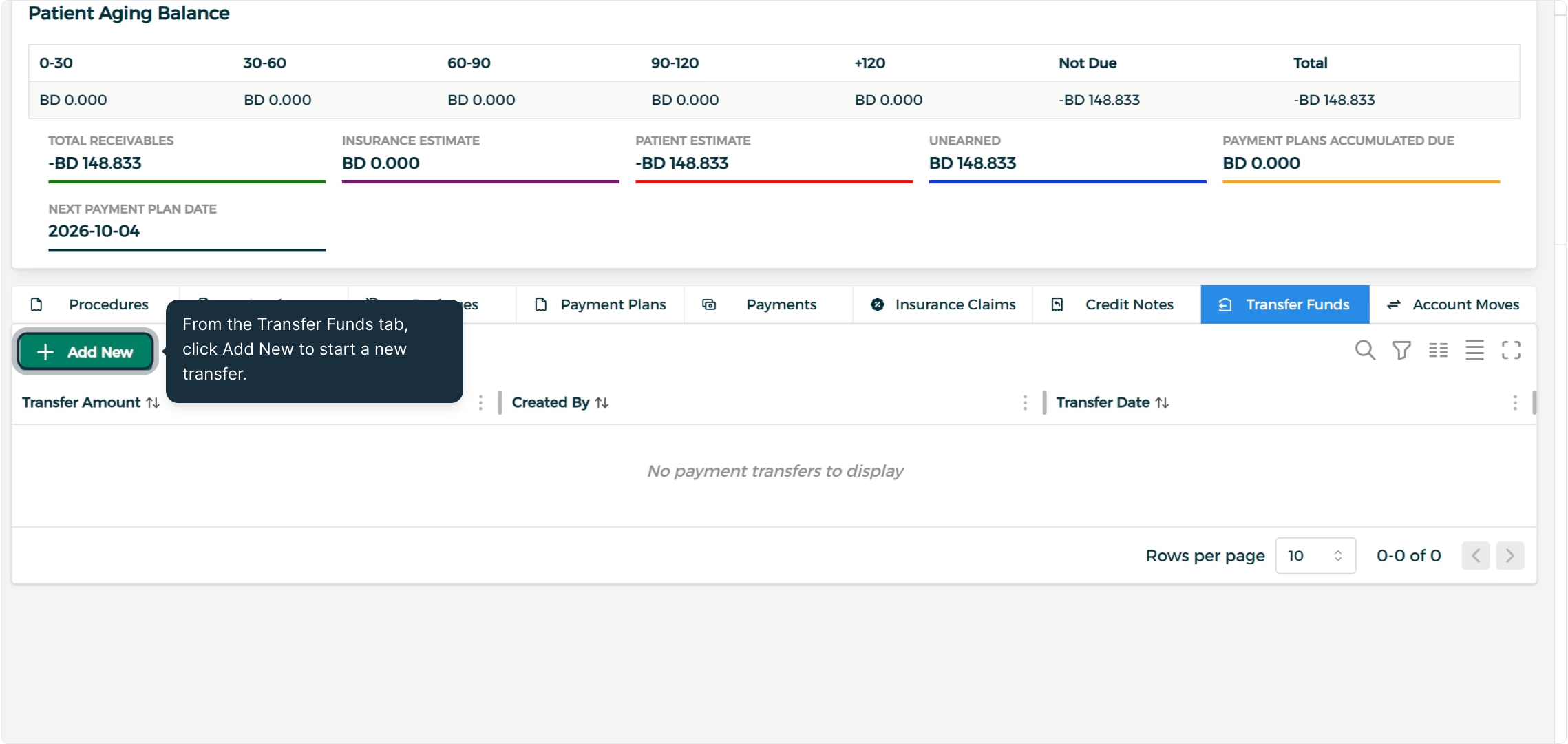 Step 16 - Create a Fund Transfer