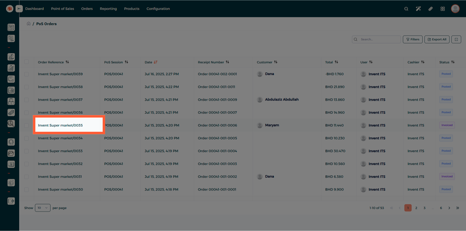 Step 2 - Refund Orders List