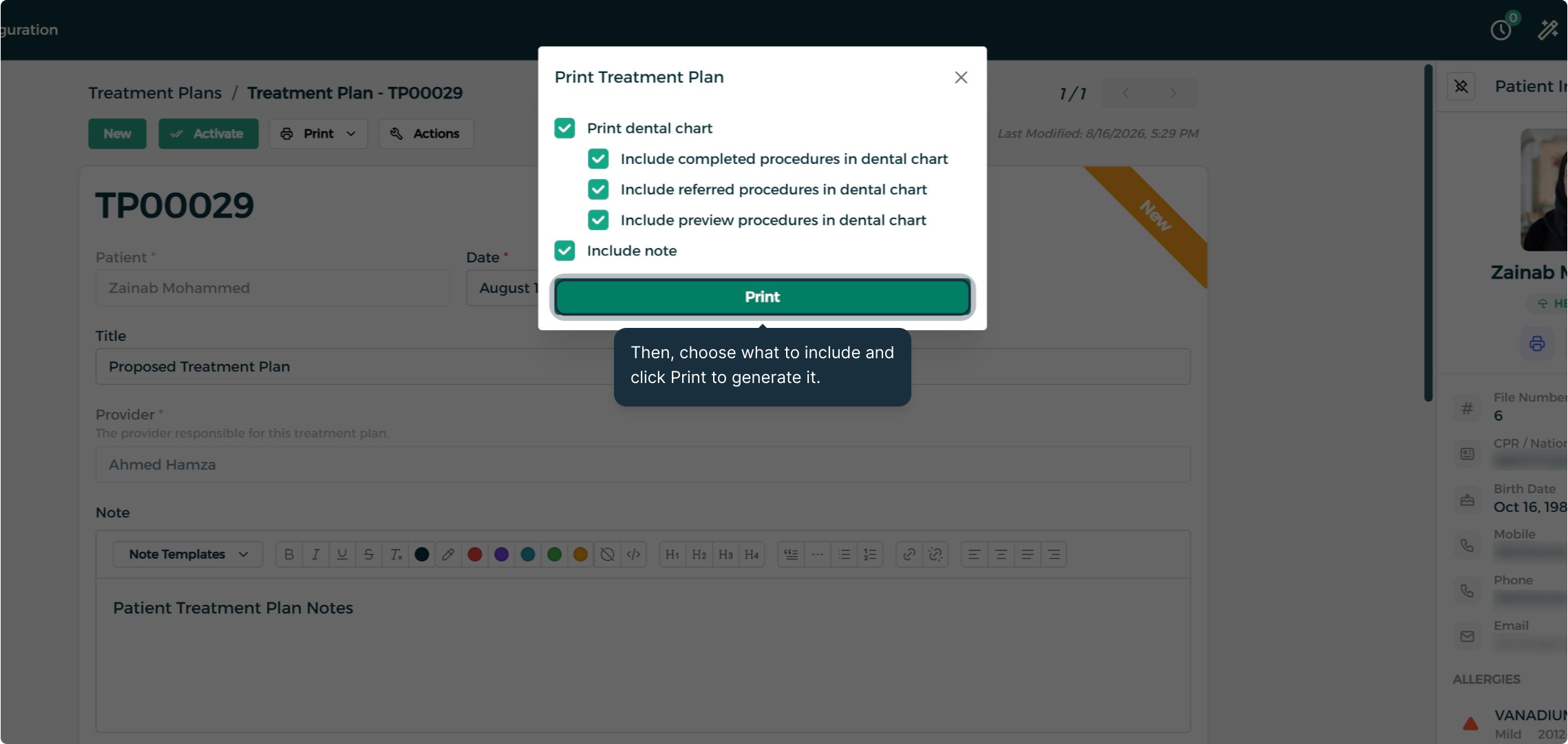 Choose print options